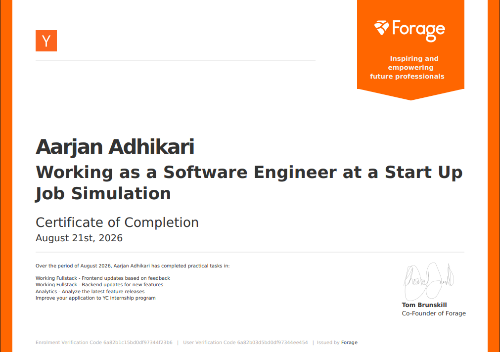 Working as a Software Engineer at a Start Up Job Simulation